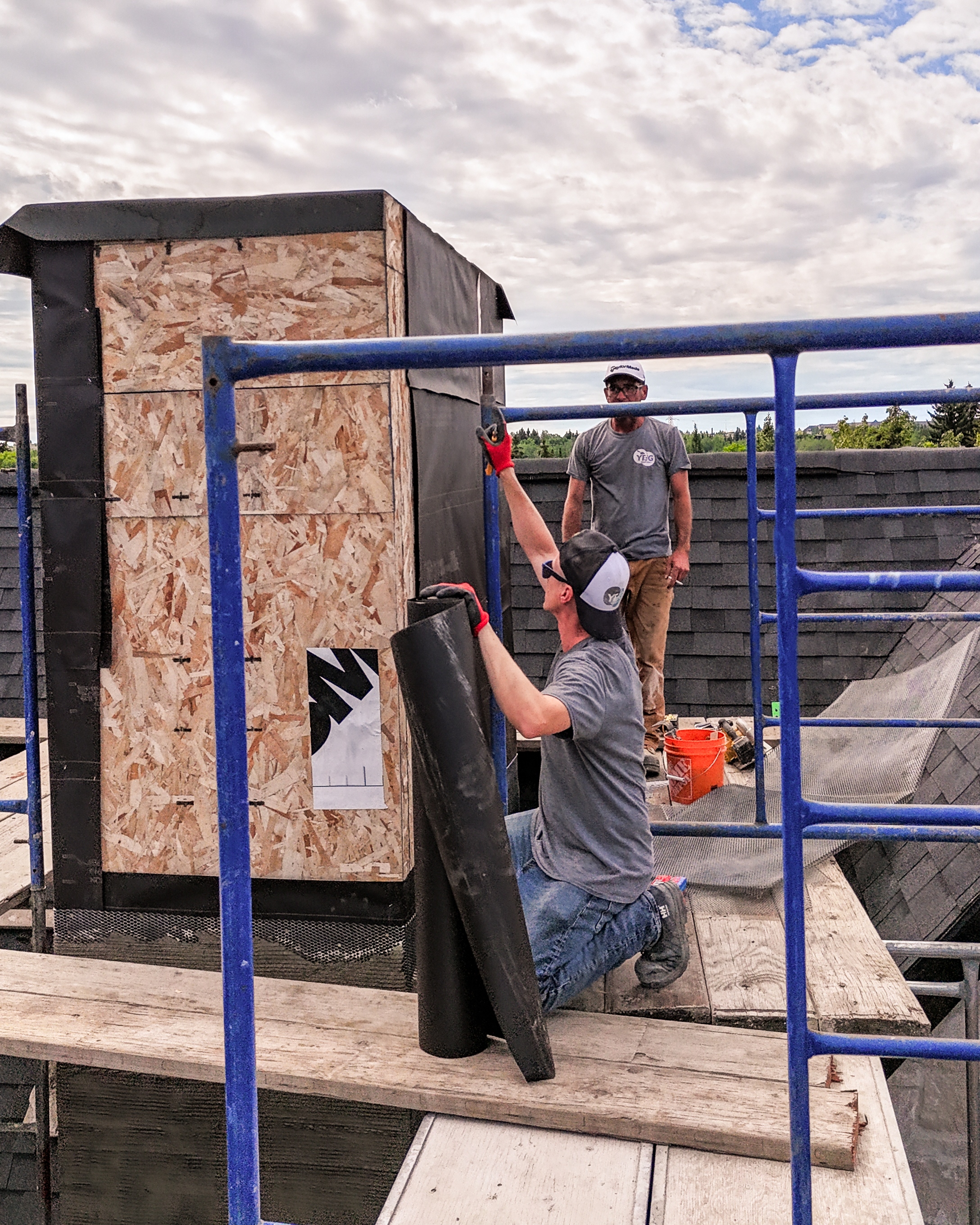Professional rooftop construction work